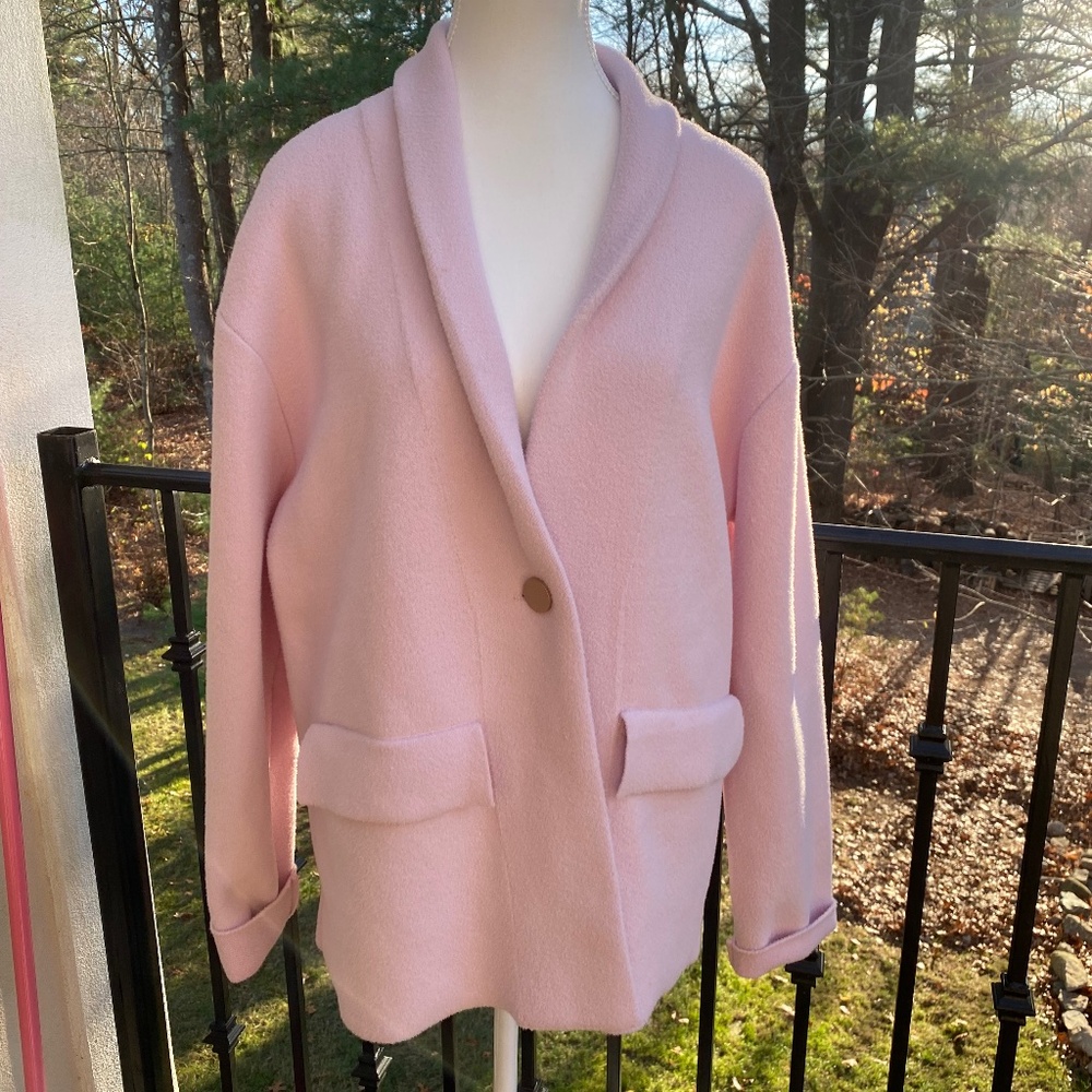 NVLT Light Pink Shawl Collar Single Button Cardigan